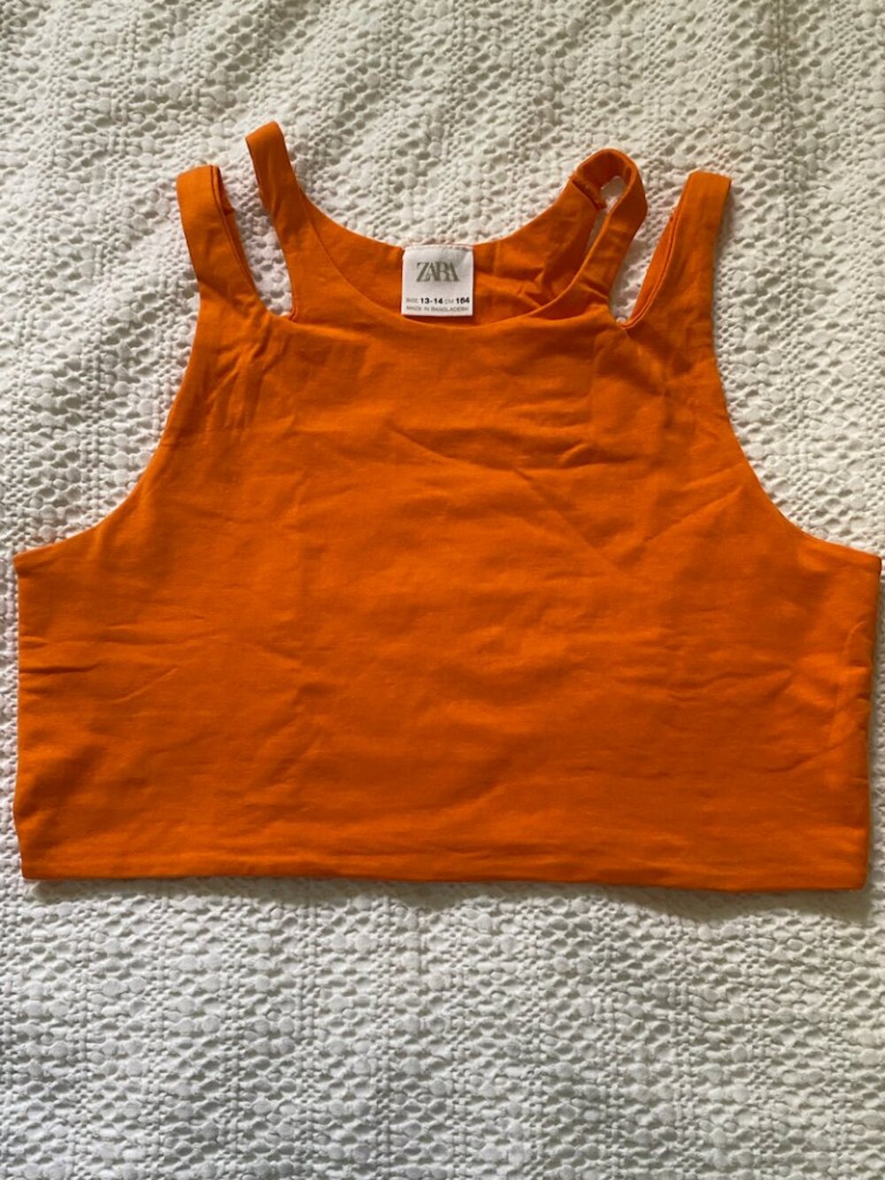 Zara Kids Orange Layered Multi-Strap Cropped Tank Top - Size 13-14